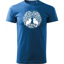 Bavlněné azur. modré tričko s potiskem Strom života 1 - pánské vel. XL